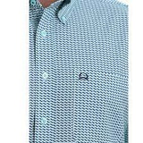 Cinch Mens Arenaflex Button-Down Shirt - Mint, Navy & White   MTW1704079
