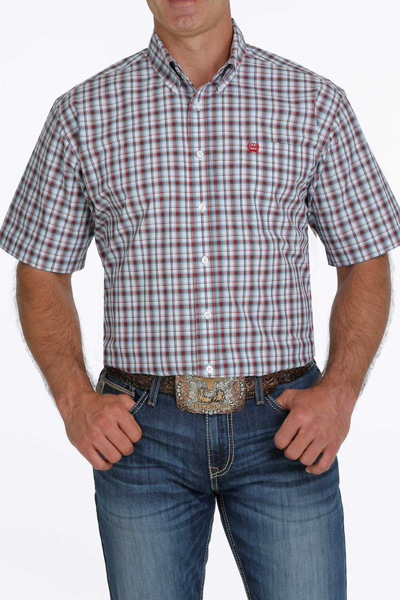 Cinch Mens Short Sleeve Multicolor Plaid Shirt   MTW1111373 / MTW111373X
