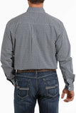 Cinch Mens Geometric Print Button Down Western Shirt - Navy/White   MTW1105297