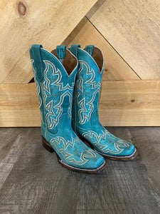 Corral Womens Turquoise Embroidery Square Toe Western Boot   L5880