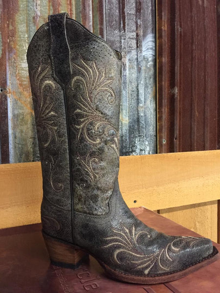 Circle G Womens Green Beige Filigree Western Boots L5133