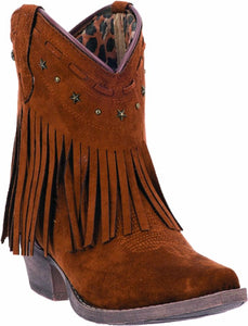 Dingo Womens Cassidy 7" Rust Fringe Shorty Boots DI7448