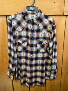 Ely Mens Long Sleeve Brawny Flannel Shirt With Snaps   15201045NV-AZ