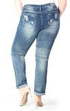 Grace In La Womens Plus Size Patched Knit Skinny Jeans  PN-61192