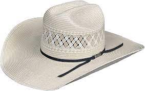 American Hat Company Mens Two-Tone Vented Straw Cowboy Hat, Tan/Ivory   1011