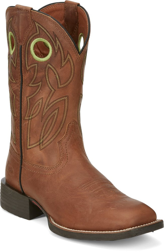 Justin Mens Bowline Western Boots  - Hazel Brown Cowhide       SE7521