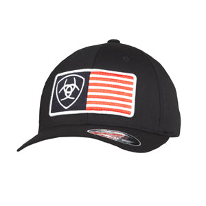 Ariat Men's Cap Flexfit USA Flag Shield Black   A300045001