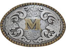 M&F Nocona Initial Oval Berry Concho Buckle Silver/Gold  37072