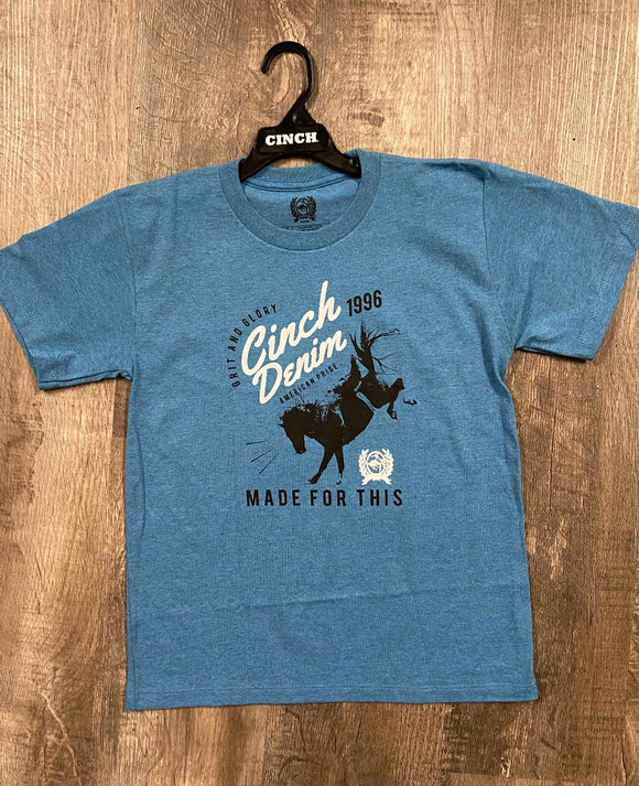 Cinch Boys Steel Blue Grit & Glory Logo Graphic  T-Shirt   MTT7670125