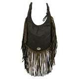 American West Fringed Cowgirl Collection Crossbody Bag - Black Hair-On    7221117