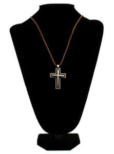 Twister Men's Silver Double Cross 22in Leather Rope Necklace   32142