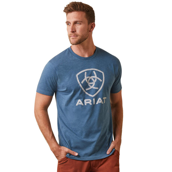 Ariat Mens Steel Bar Logo T-Shirt - Blue Heather          10044782
