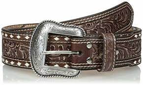 M&F Mens Nocona Western Belt Leather Tooled Tapered Mocha N2497802
