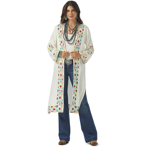 Wrangler Womens Ivory Embroidered Long Sleeve Duster       LW5147W
