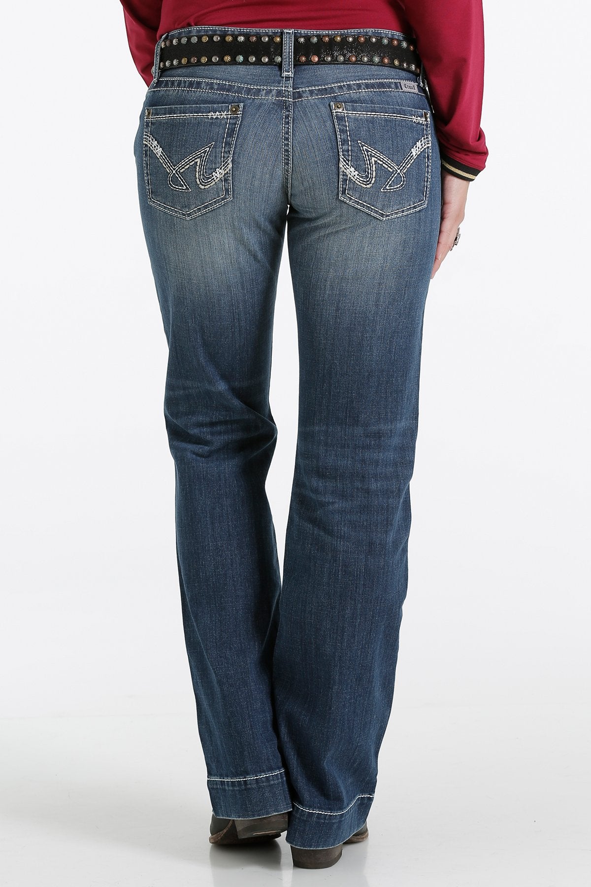 Denim trouser with floral embroidery in black | GUCCI® LU