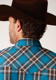 Roper Mens Amarillo Country Teal Plaid Western Shirt   3-01-278-7020 GR