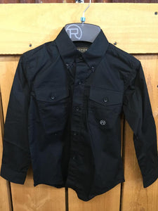 Roper Boys Black Long Sleeve Western Shirt  330-365-117BL