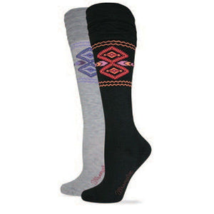 Wrangler Womens Aztec Print Ruffled Knee High Boot Sock / Grey   959
