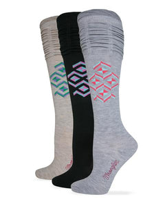 Wrangler Womens Pleated Aztec Knee High Boot Socks   (Shoe Size 6-9)      2011
