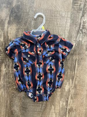 Wrangler Infant Boys Navy Checotah Short Sleeve Bodysuit      112315080