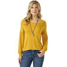 Wrangler Womens Mustard Long Sleeve Top   LWEK58Y