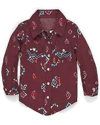 Wrangler Toddler/Girls Burgundy Aztec Pearl Snap Shirt      PQ8160R