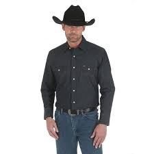 Wrangler Mens Denim Advanced Comfort Long Sleeve Work Shirt MACW01D