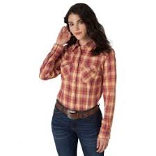 Wrangler Womens Orange Plaid Western Shirt    LWE830M
