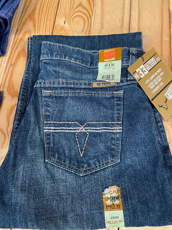 Wrangler Mens 20X 33 Extreme Relaxed Fit Jeans 33LTDTI