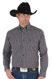 Wrangler Mens George Strait Wine Plaid Shirt  MGSR285