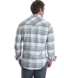 Wrangler Rock 47 Mens Long Sleeve White & Grey Plaid Snap Shirt  MRC342M