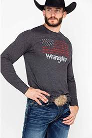 Wrangler Mens long Sleeve American Flag Screenprint Shirt  MQ8804H